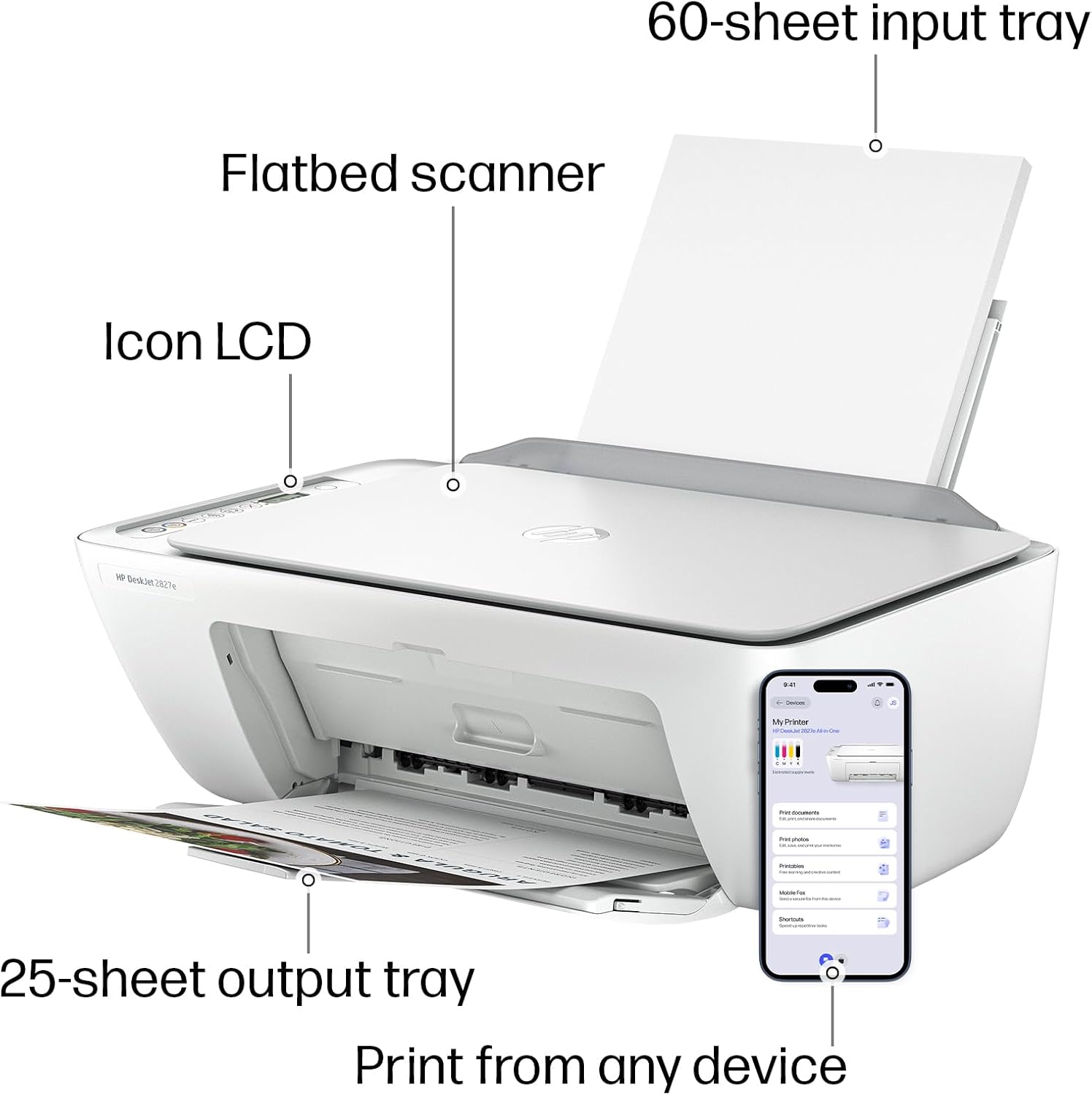 HP DeskJet 2827e All-in-One Printer view 2